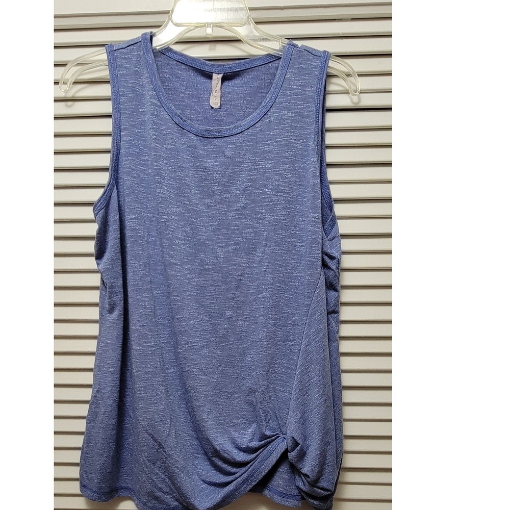 Ideology Womens Blue Space Dye Side Knot Twist Sleeveless Tank Top Size Large